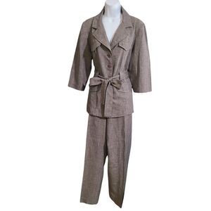 T. MILANO 2 pc belted brown pant suit 14W